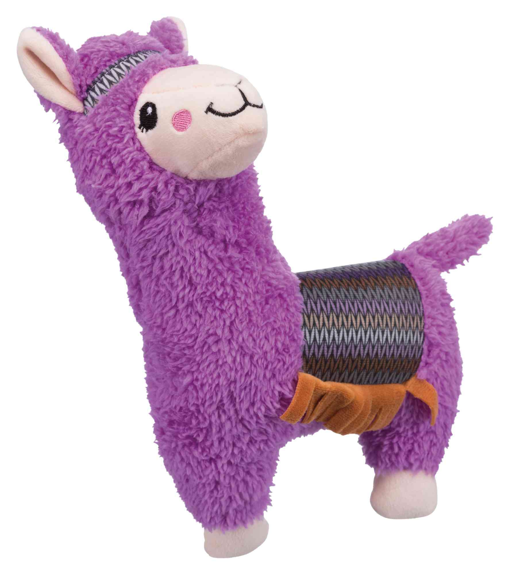 Weiches Hundespielzeug Stoff 35899 – 31 cm große, kuschelige Trixie Plüsch-Alpaka-Figur aus Stoff mit integrierter Stimme