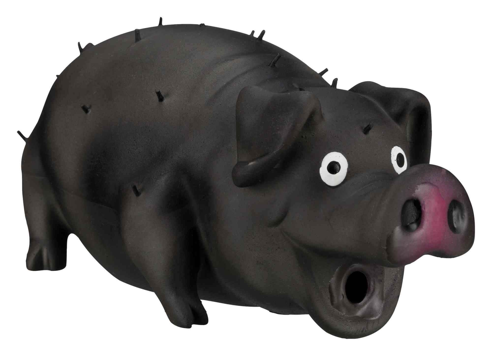 Hundespielzeug mit Tierstimme 35499 – Großes 21 cm Latex-Borstenschwein mit weicher Polyestervlies-Füllung und echtem Grunz-Sound