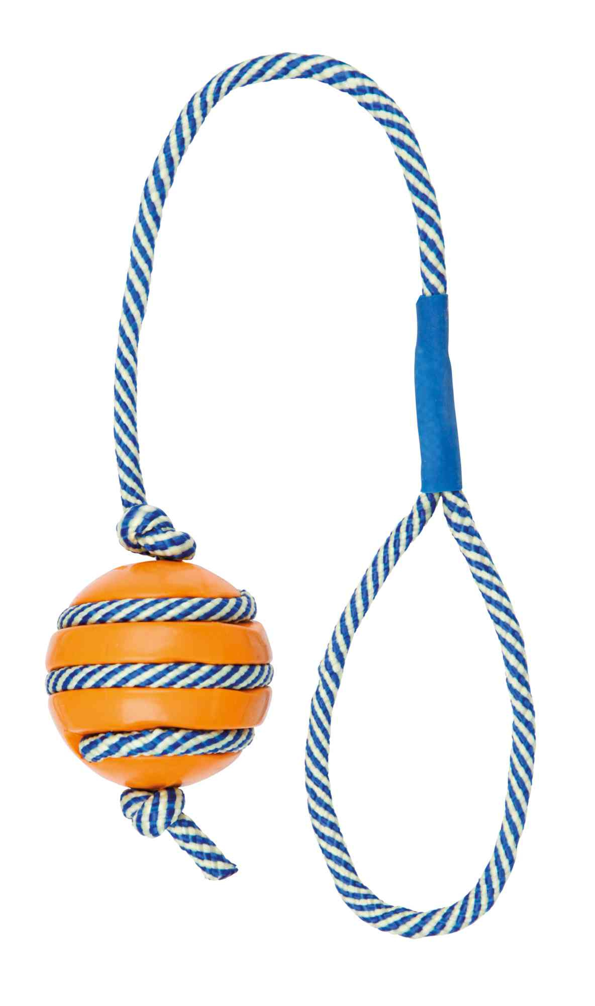 Leuchtendes Hundespielzeug Outdoor 34961 – Vollgummiball ø 5 cm mit 40 cm langem phosphoreszierendem Seil für weite Würfe