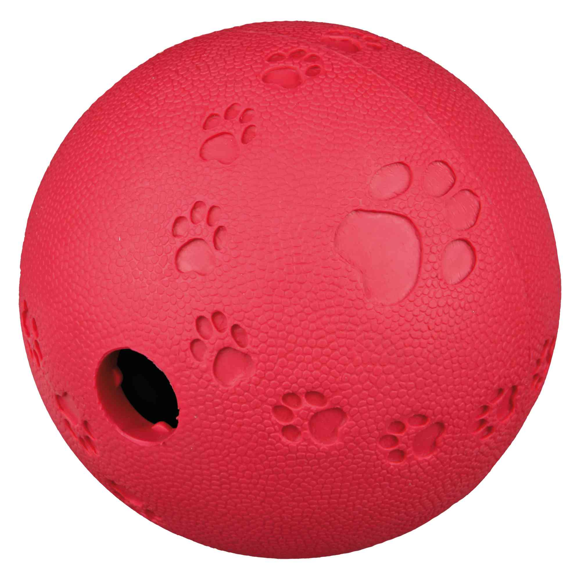 Geräuschloses Strategiespielzeug Hund 34942 – Großer ø 9 cm Naturgummi-Snackball mit innerer Labyrinth-Struktur komplett ohne Quietscher