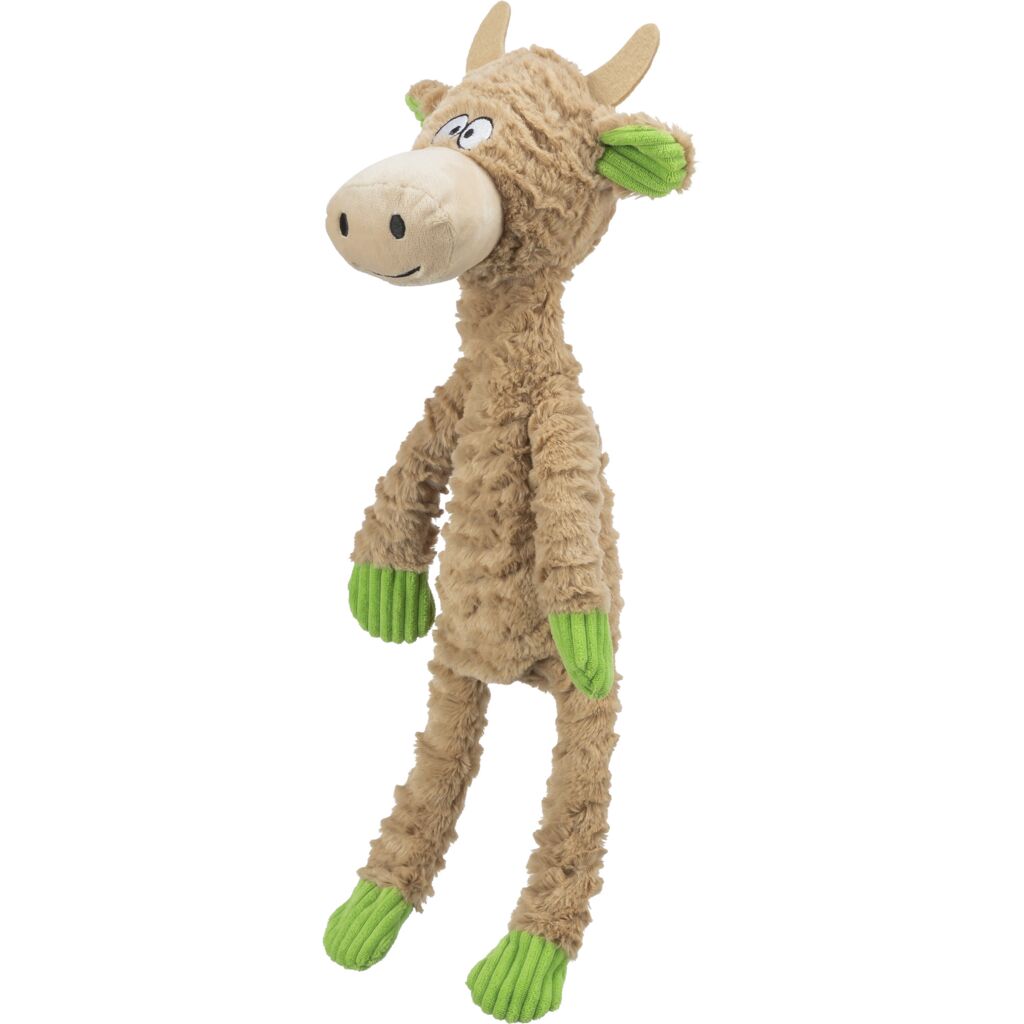 Robustes Kauseil Hund 34721 – Extra lange 50 cm Plüsch-Kuh mit integrierten Baumwoll-Zerrseilen und Squeaker
