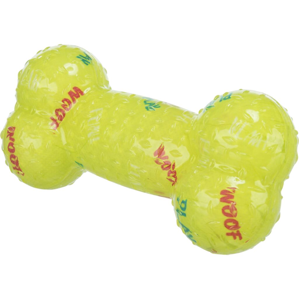 Hundespielzeug mit Quietscher 33671 – Schwimmfähiger 17 cm Vollgummi-Knochen aus weichem Thermo-Plastic-Rubber
