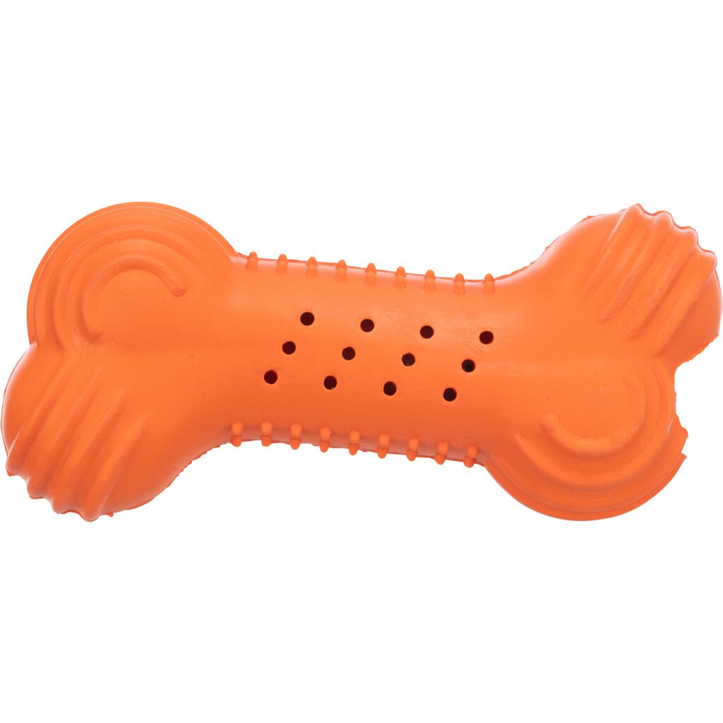Robustes Kauspielzeug klein 34848 – 11 cm Naturgummi-Knochen mit integrierter Knisterfolie komplett ohne Quietscher