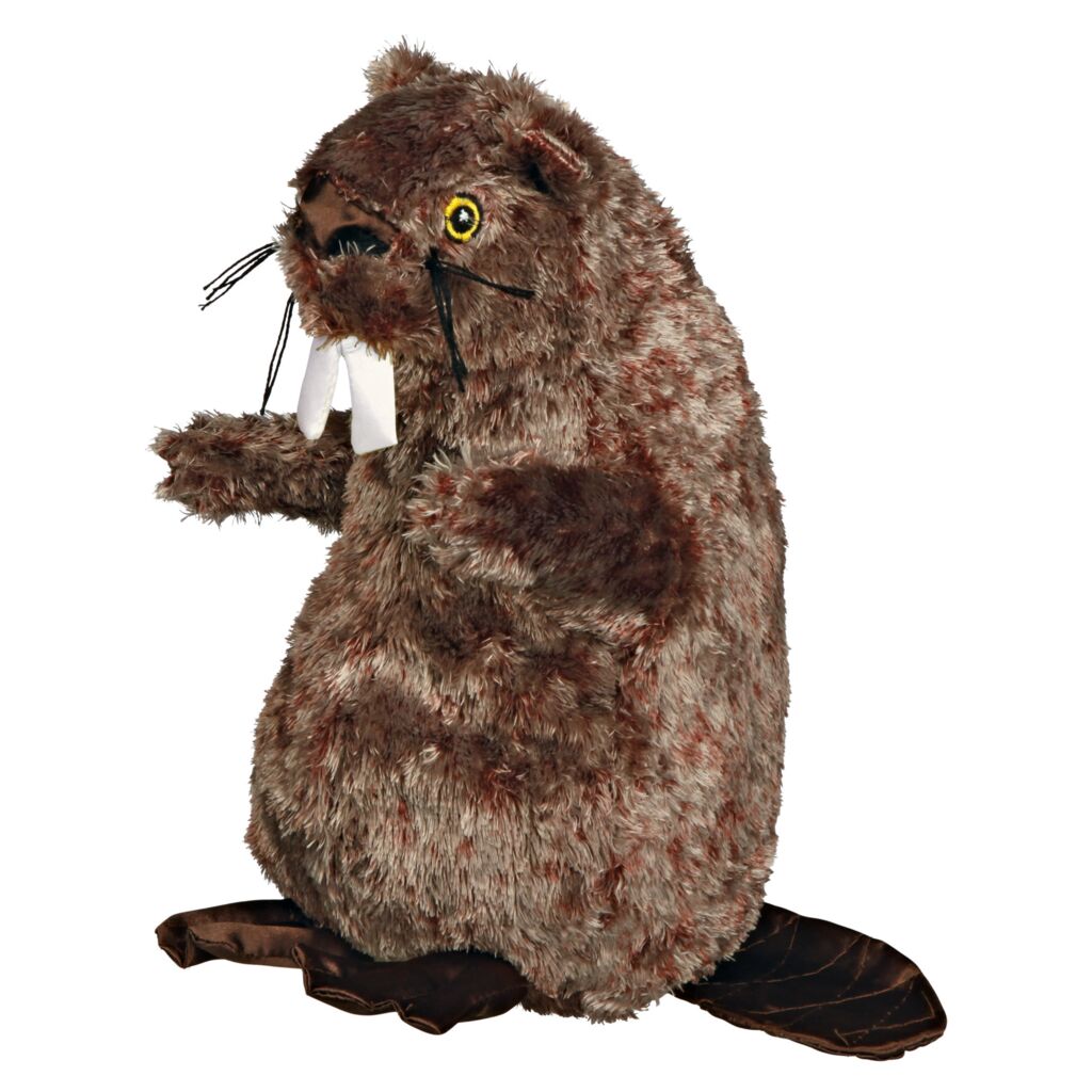 Weiches Kauspielzeug Stoff 35910 – 27 cm großer, kuscheliger Trixie Plüsch-Biber mit integrierter Tierstimme