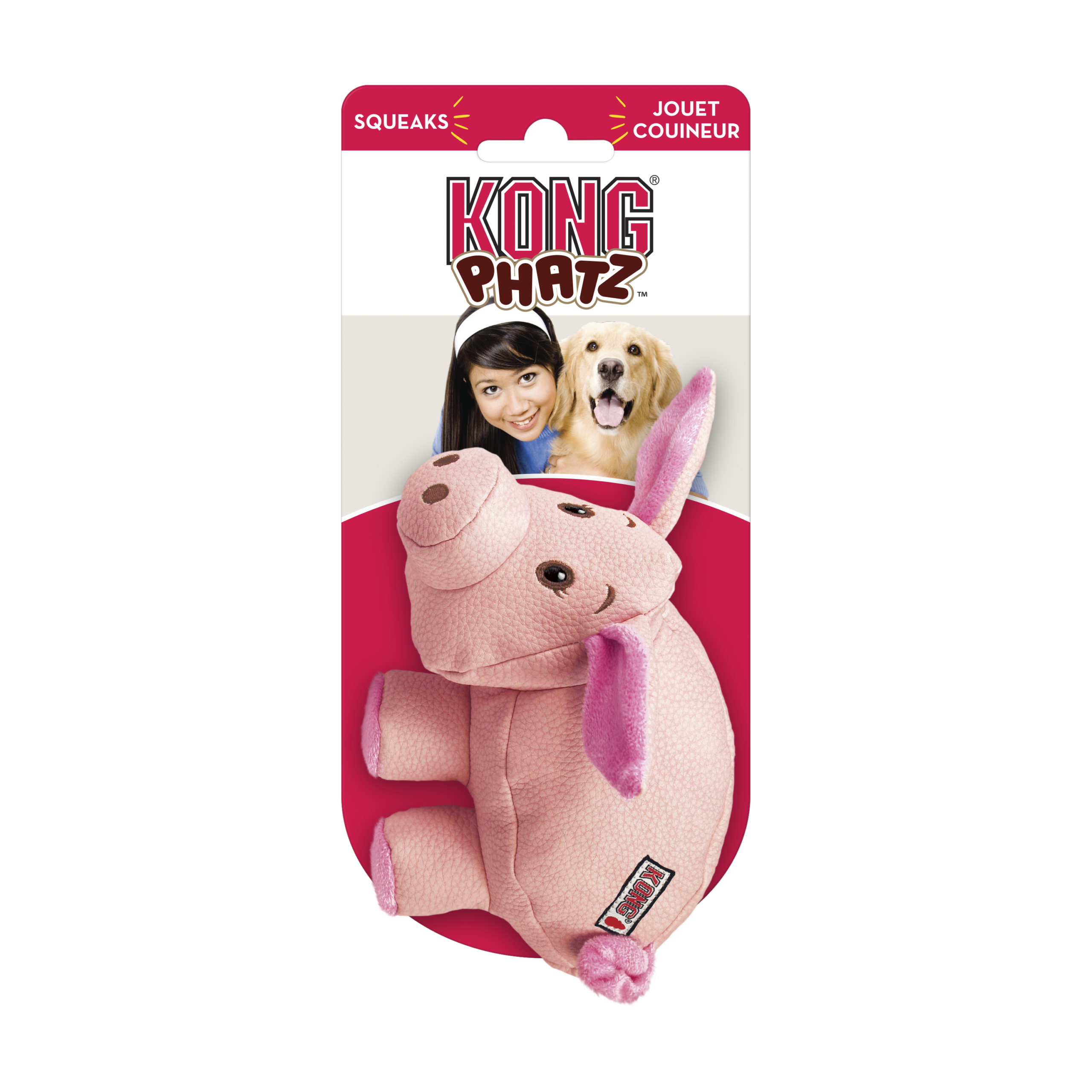 Robustes Plüschspielzeug Hund 66413 – 13 cm großes KONG Phatz Struktur-Schwein mit tieftönendem Squeaker im Inneren