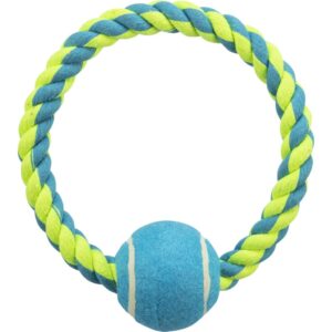 trixie Hundespielzeug tau 3266 – Trixie Tauring Tennisball und Hundgerechter Tennisball Seil