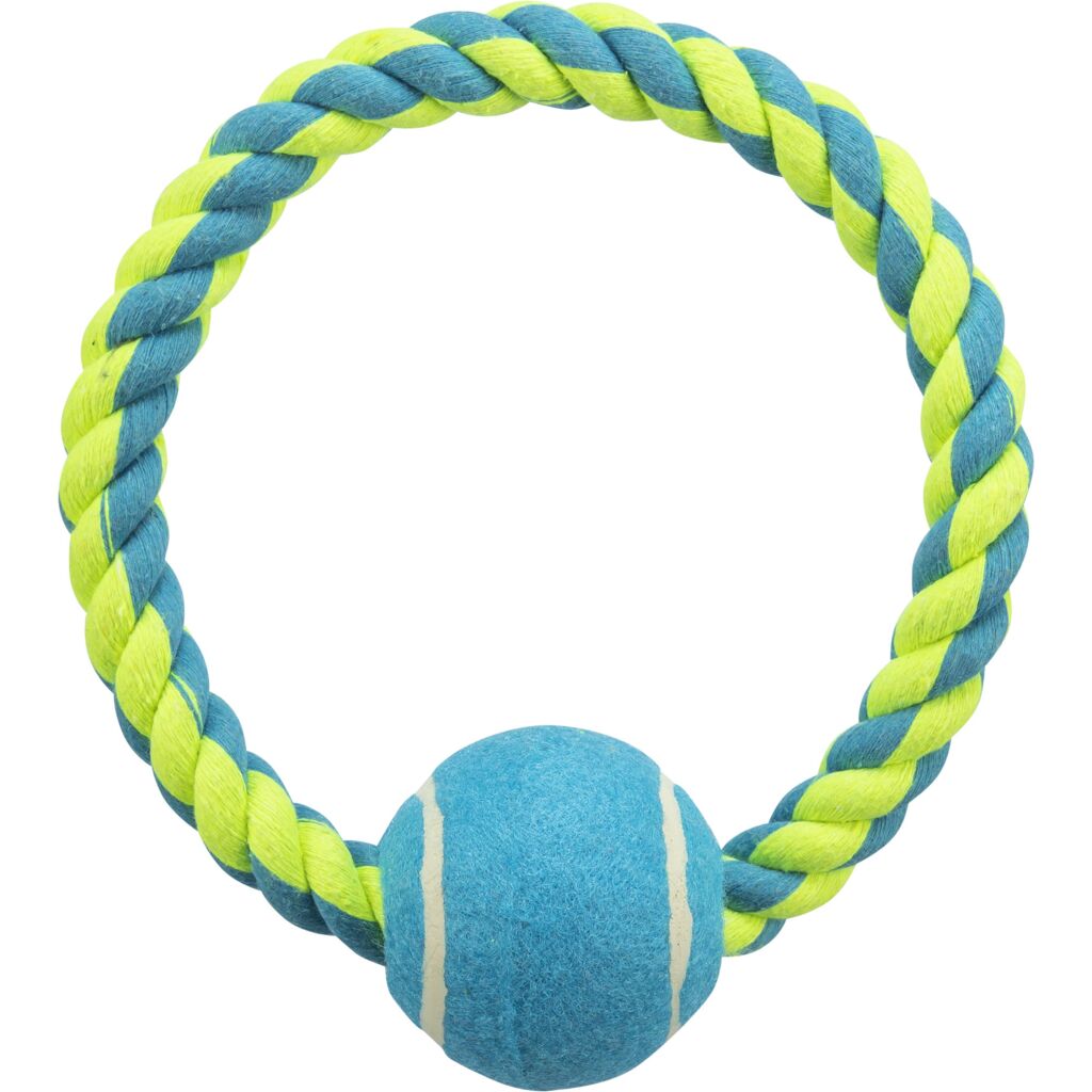trixie Hundespielzeug tau 3266 – Trixie Tauring Tennisball und Hundgerechter Tennisball Seil