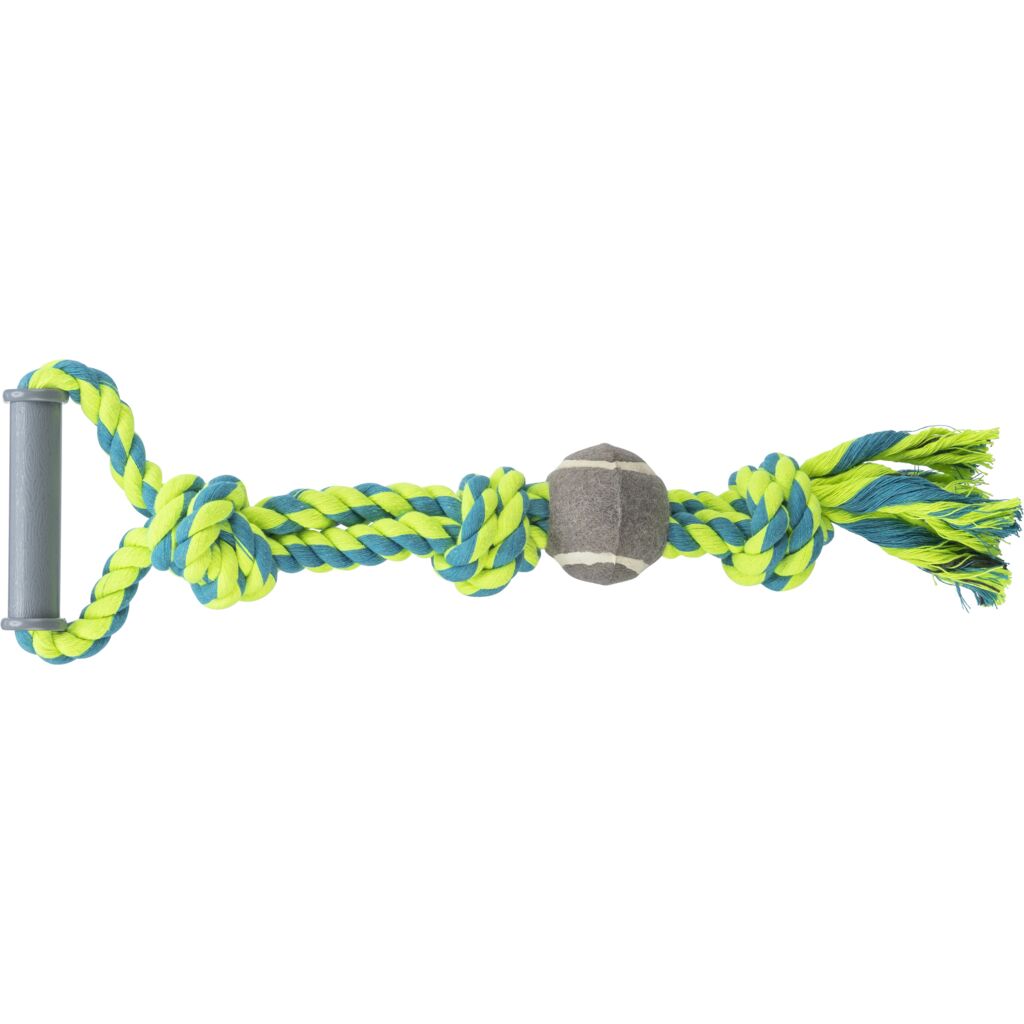Trixie Doppel-Ring Tau 3280 – Robustes Hunde Kauseil mit hundgerechtem Tennisball für Zerrspiele