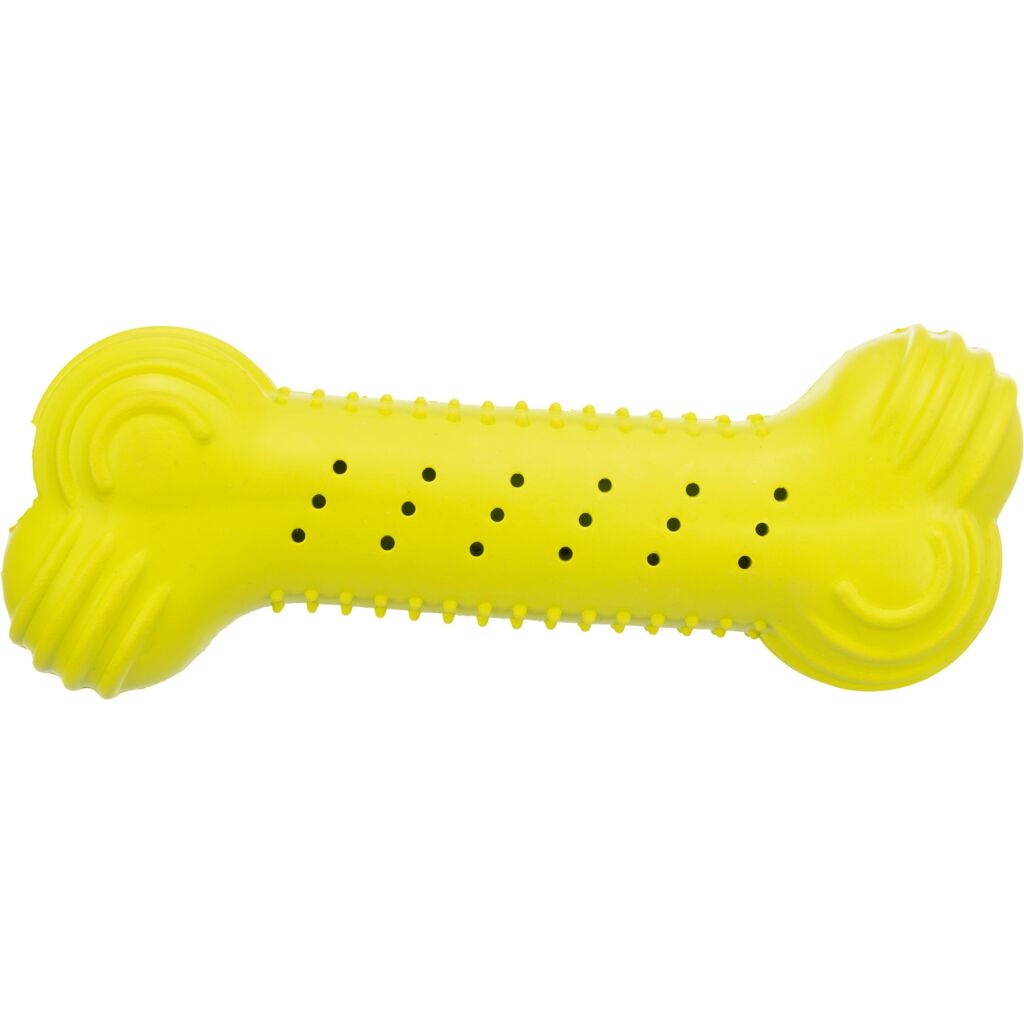 Robustes Kauspielzeug groß 34849 – Extra langer 18 cm Naturgummi-Knochen mit spannendem Knistereffekt ohne Quietscher