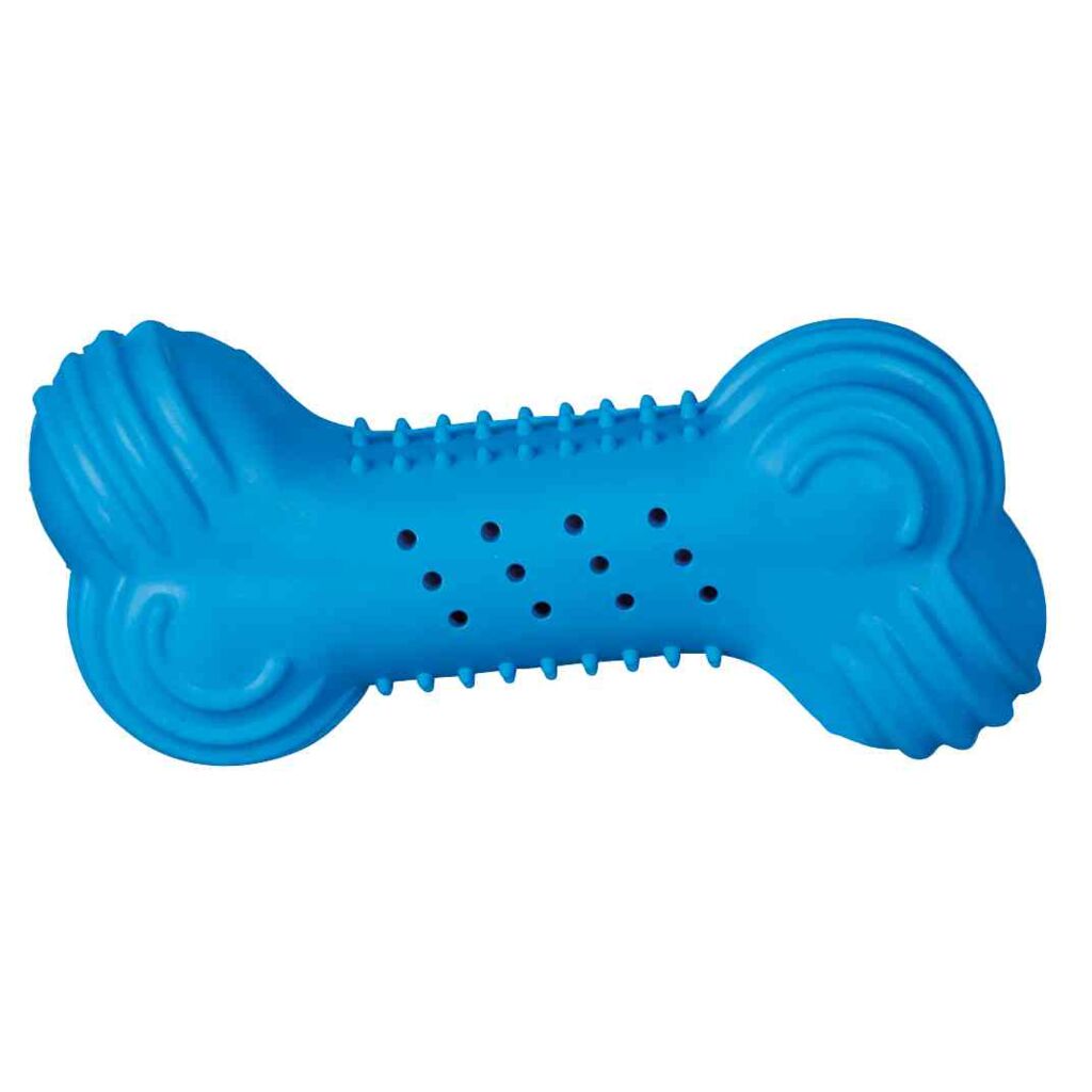 Kautrainer zum Einfrieren 33690 – 11 cm Naturgummi-Knochen befüllbar mit Wasser für den Sommer