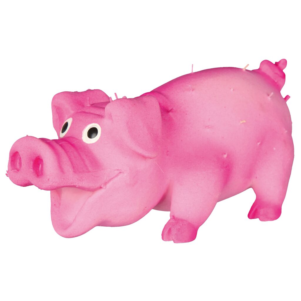 Weiches Welpenspielzeug klein 35190 – 10 cm kleines Trixie Latex-Borstenschwein mit weicher Polyestervlies-Füllung und Quietscher