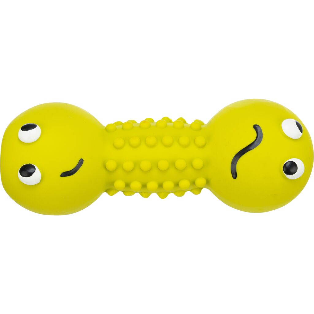 Robustes Kauspielzeug Latex 35251 – 19 cm lange, formstabile Smiley-Hantel aus dickwandigem Latex mit weicher Polyestervlies-Füllung