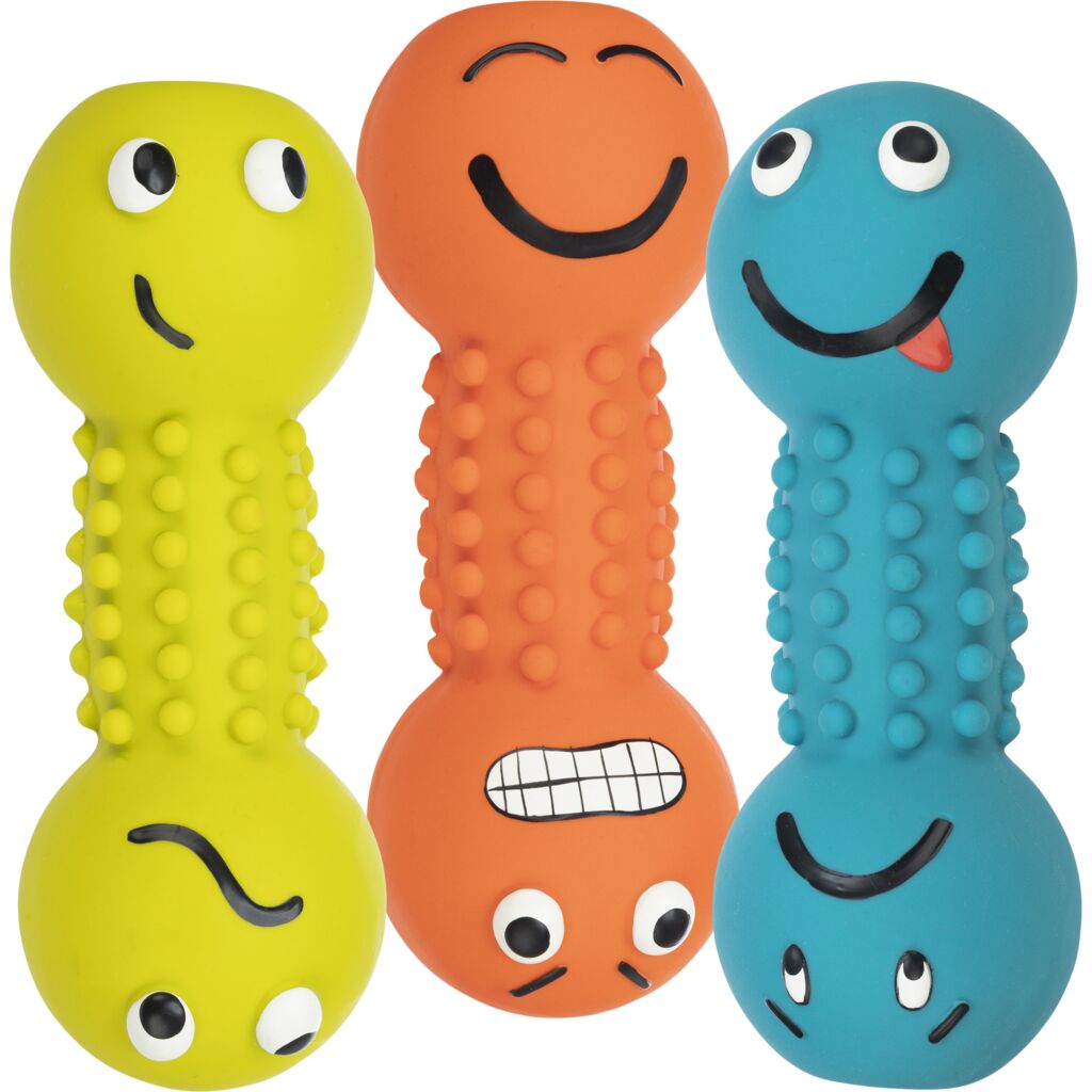 Trixie Smiley Hantel 35251 – Fröhliches, buntes Beschäftigungsspielzeug mit integrierter Stimme für das tägliche Hundetraining im bvl Shop