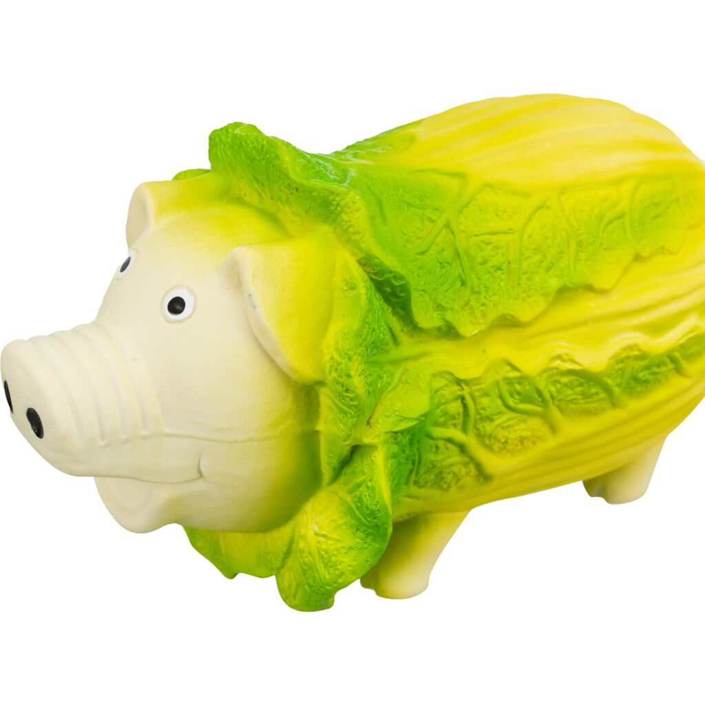 Witziges Hundespielzeug Gummi 35522 – 23 cm großes Trixie Latex-Kohlschwein im lustigen Wirsing-Look mit Stimme