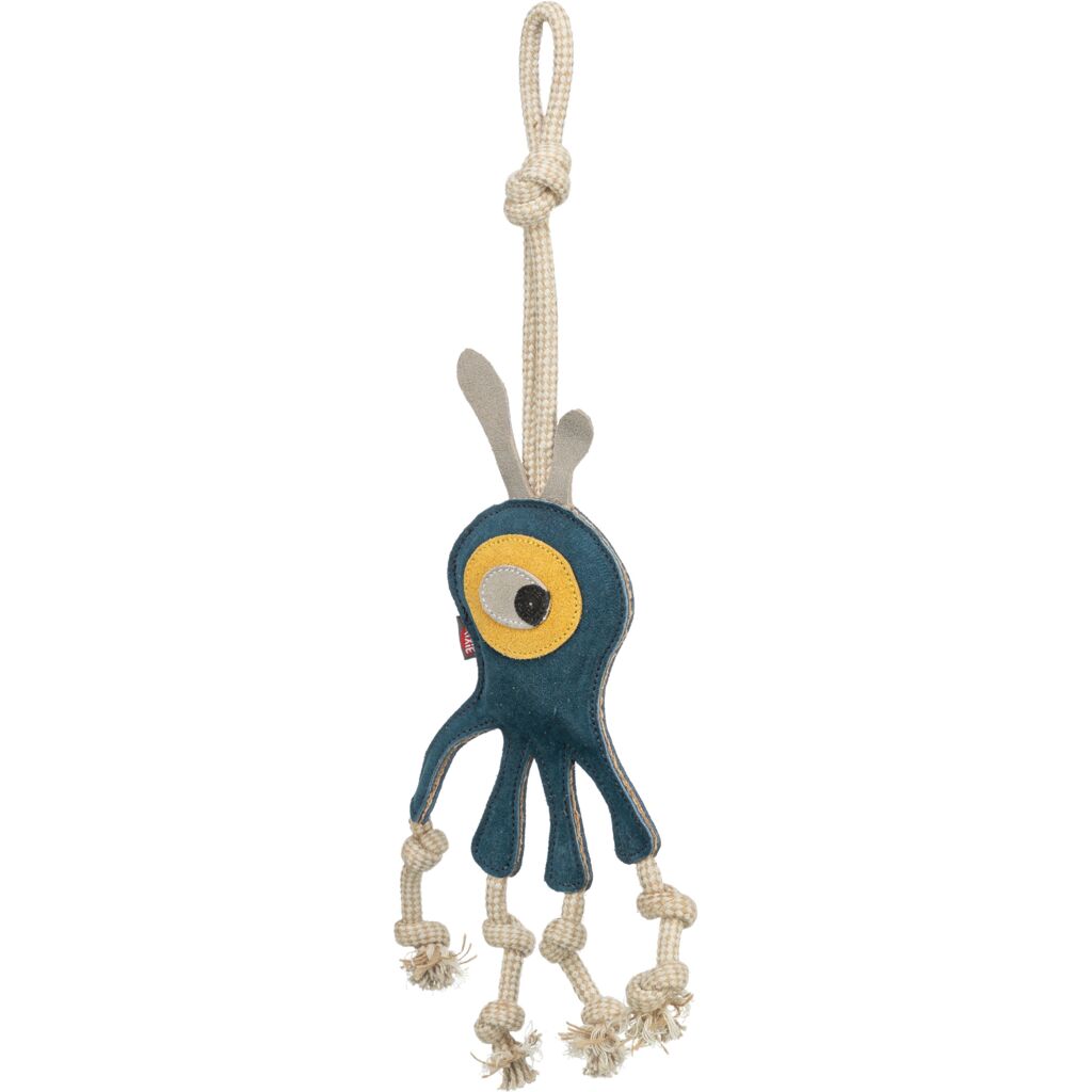 Robustes Zerrspielzeug Leder 35994 – 47 cm langes Trixie Monster aus Echtleder mit dickem Baumwoll-Knotentau