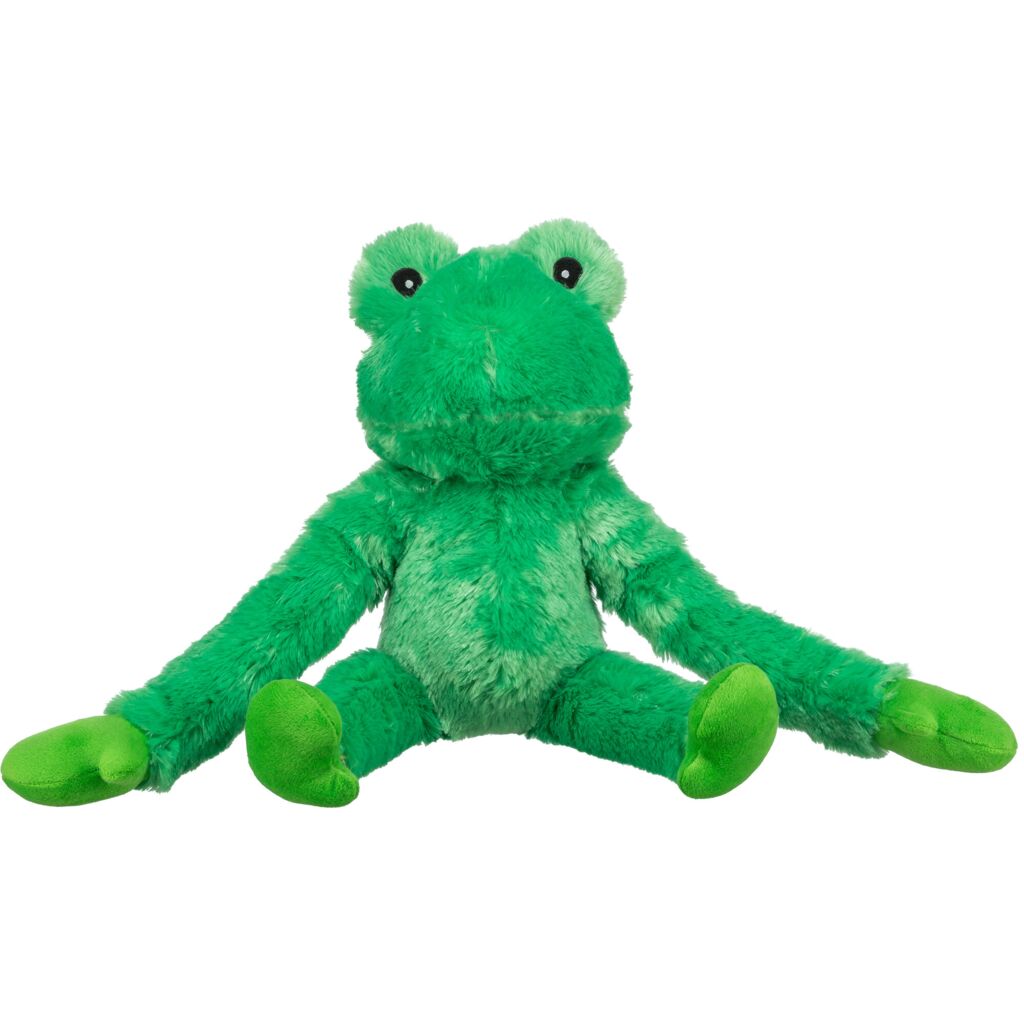 Ein Großes Hunde Plüschtier und Hundespielzeug mit Stimme aus Trixie Frosch Plüsch